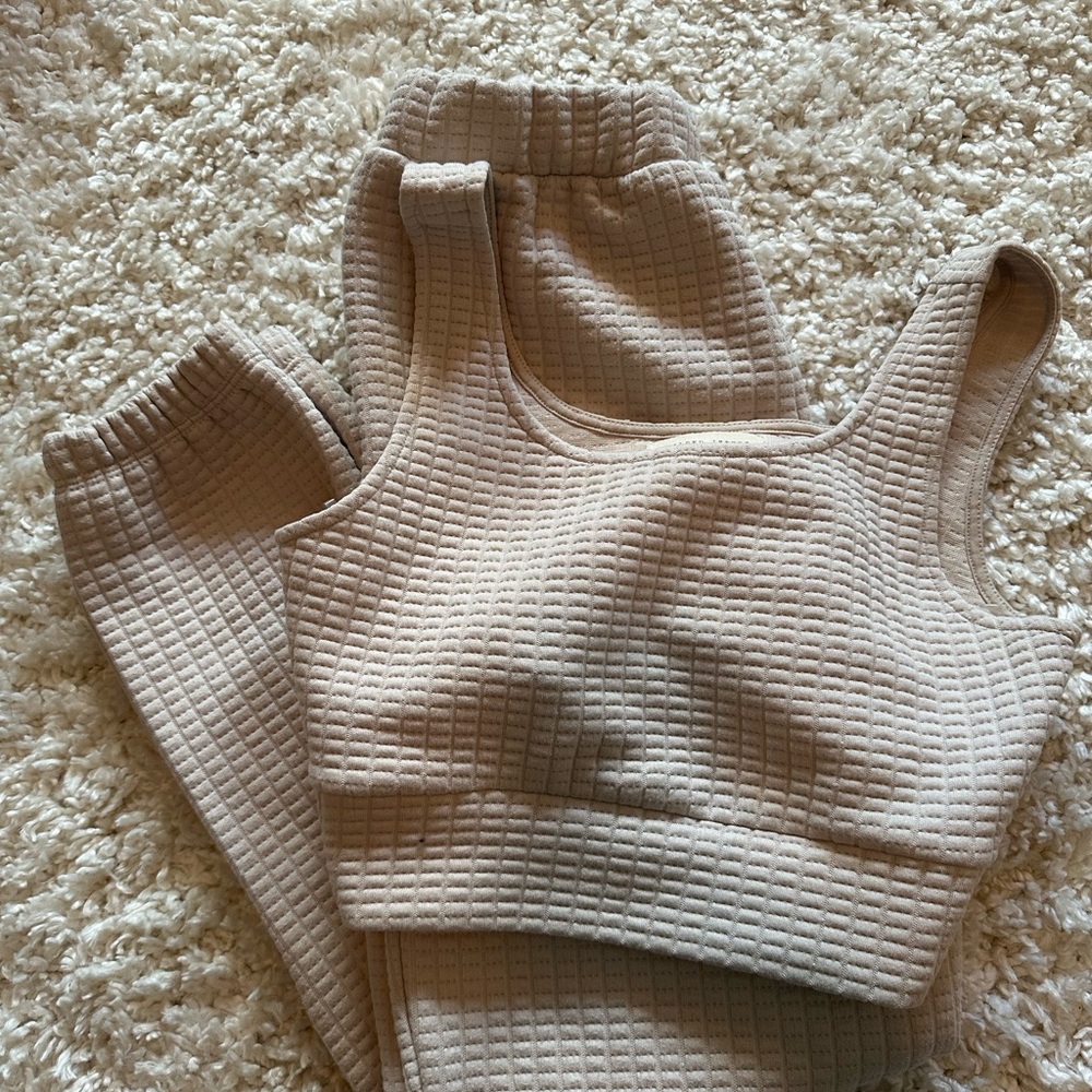 Gilded Intent Cream Textured Lounge Set